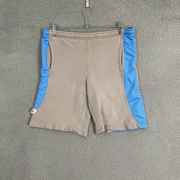 VTG Nike Shorts Men M Gray Blue Athletic Pull On Fleece Y2K - Picture 1 of 14